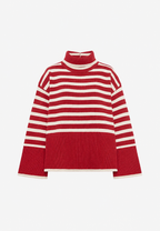 Oversize-Pullover für Damen, gestreift, mit Rollkragen und weiten Ärmeln – Leonie