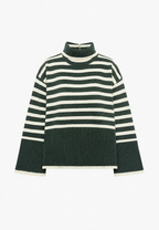 Oversize-Pullover für Damen, gestreift, mit Rollkragen und weiten Ärmeln – Leonie