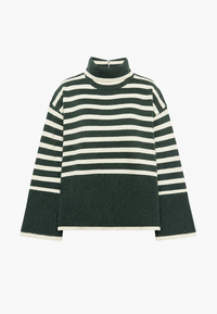 Pull oversize pour femme à rayures, col roulé et manches larges - Leonie