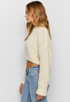 Oversize-Pullover aus grob gestricktem Material mit weiten Ärmeln und Rundhalsausschnitt – Ovacona