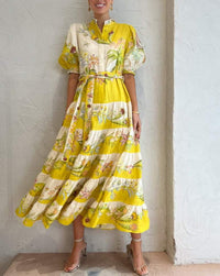 Zireme - Robe midi dégradée citron / crème