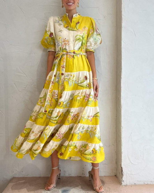 Zireme - Robe midi dégradée citron / crème