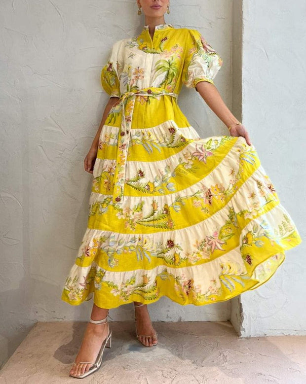 Zireme - Robe midi dégradée citron / crème