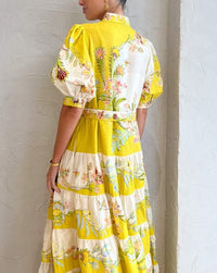 Zireme - Robe midi dégradée citron / crème