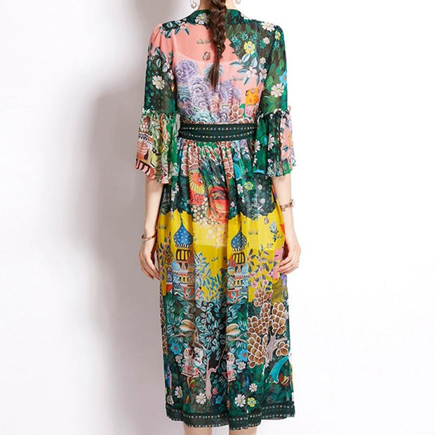 Virana - Robe vintage en mousseline de soie