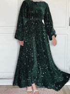 Natash - Langärmeliges Paillettenkleid mit Rundhalsausschnitt