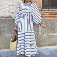 Frena - Robe imprimée rayée à manches bouffantes