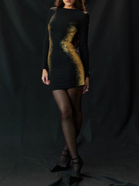 Ronja - Robe à manches longues à col rond et à contraste de hanches
