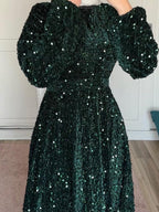 Natash - Langärmeliges Paillettenkleid mit Rundhalsausschnitt