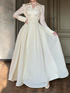 Perla - Perlenbesetztes Maxikleid mit Spitze und Patchwork