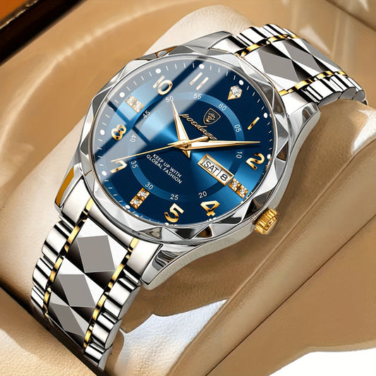 Montre analogique classique avec bracelet métallique élégant