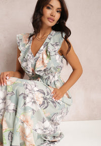 Rhoda Maxi-robe imprimée à volants et décolleté en V
