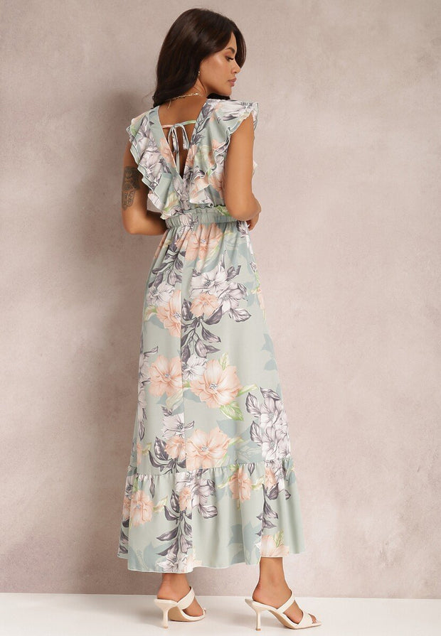 Rhoda Maxi-robe imprimée à volants et décolleté en V