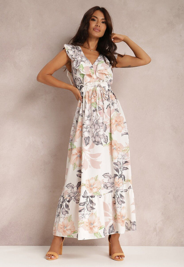 Rhoda Maxi-robe imprimée à volants et décolleté en V