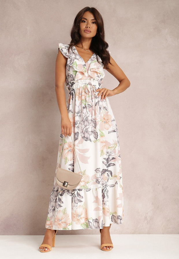 Rhoda Maxi-robe imprimée à volants et décolleté en V