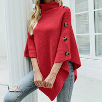 Andrea - Poncho mit Rollkragen und seitlicher Knopfleiste