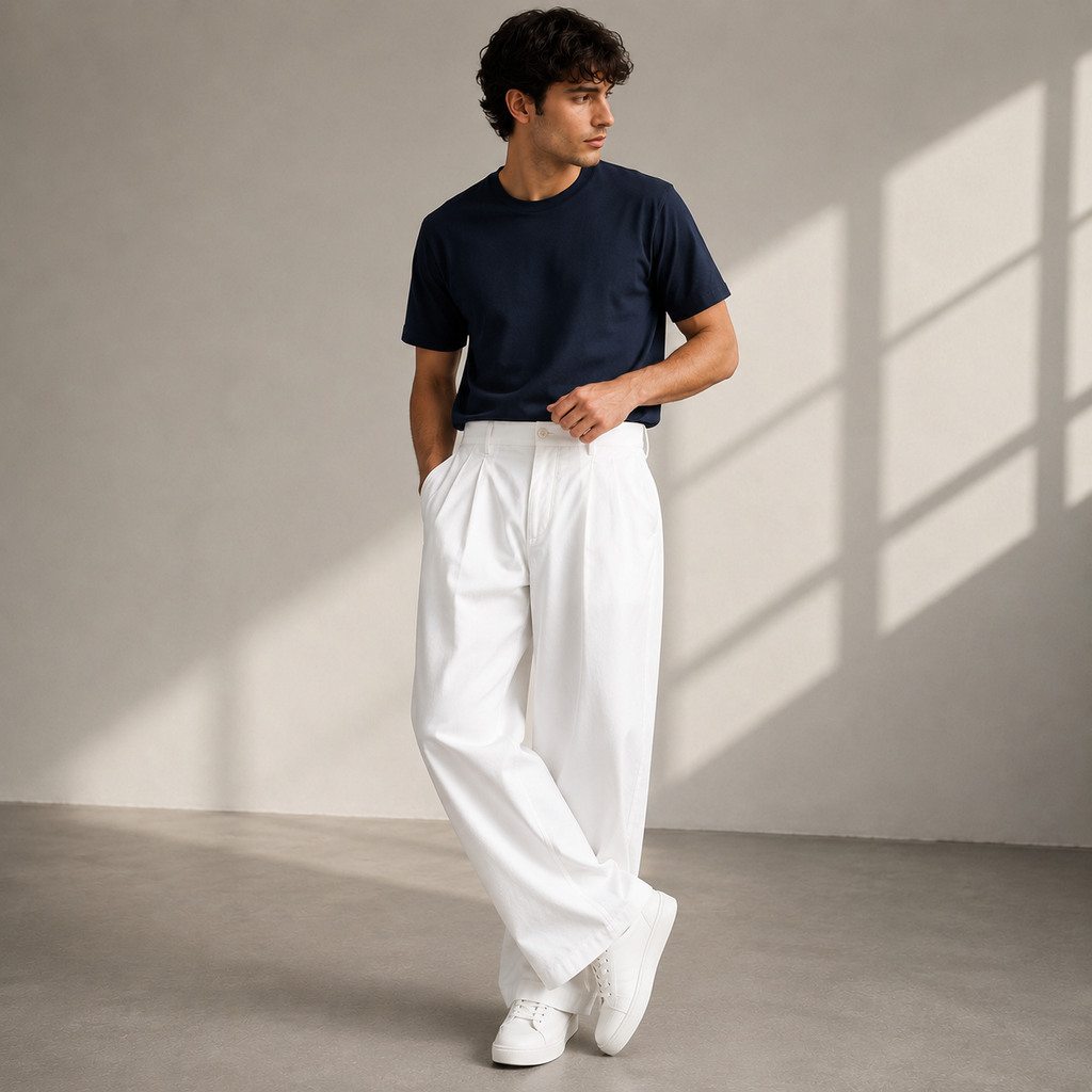 Herrenhose mit weitem Bein und Bundfalten – Jonathan