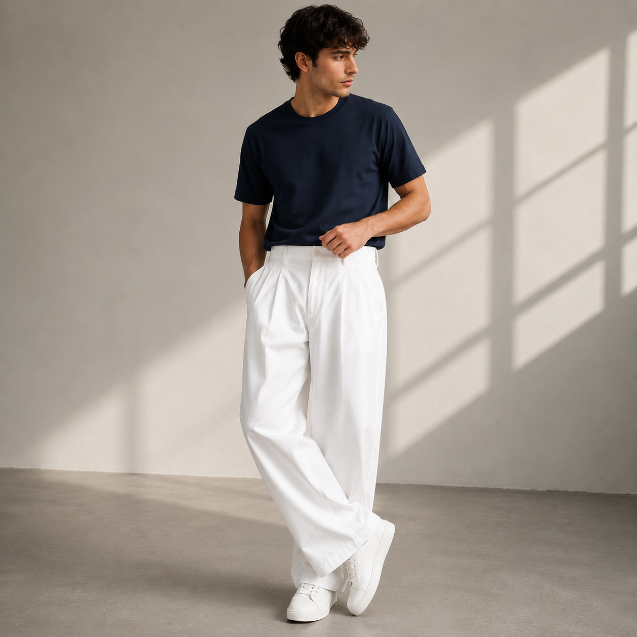 Herrenhose mit weitem Bein und Bundfalten – Jonathan
