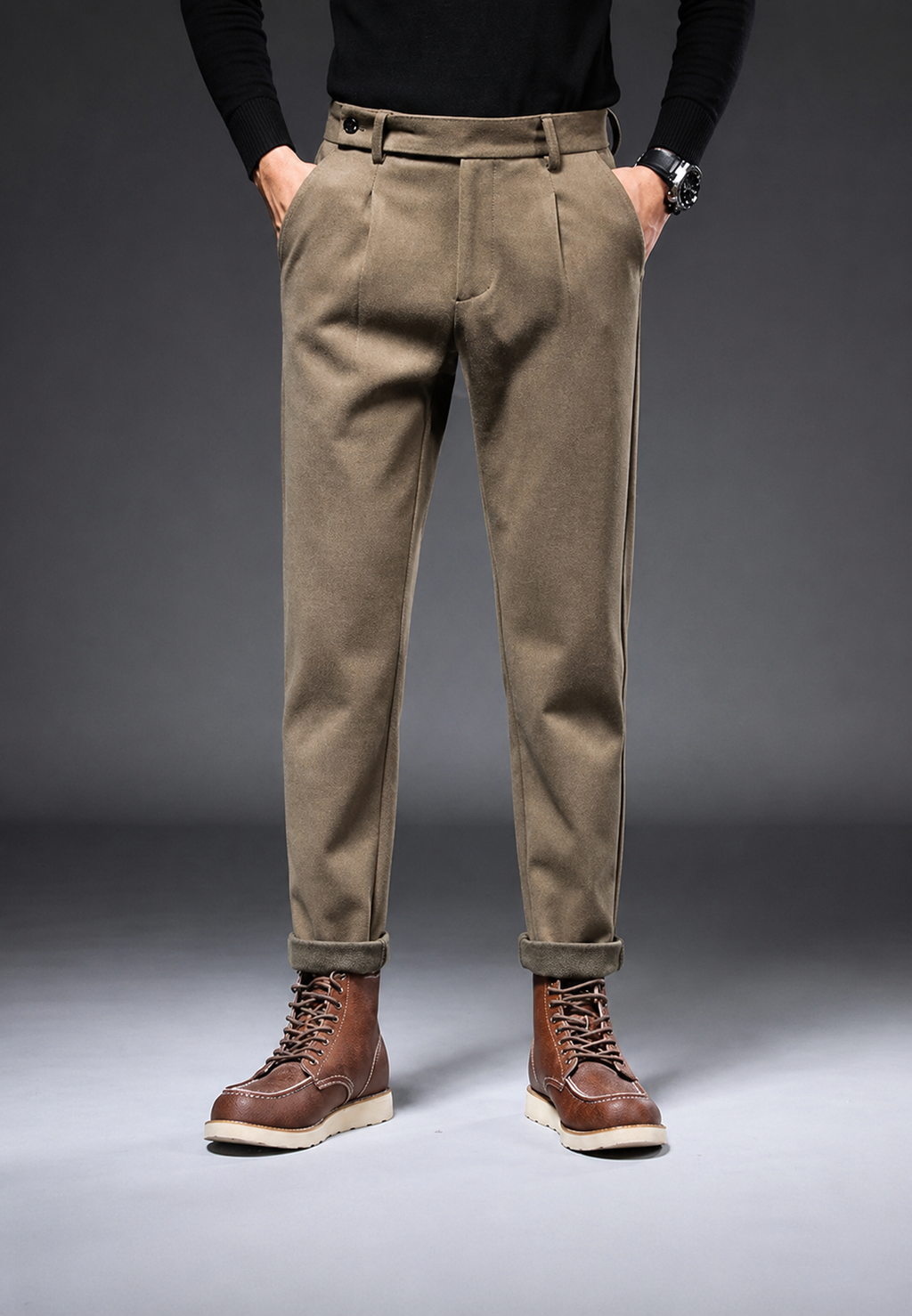 Freizeithose mit geradem Schnitt und Bundfalten – Viktor