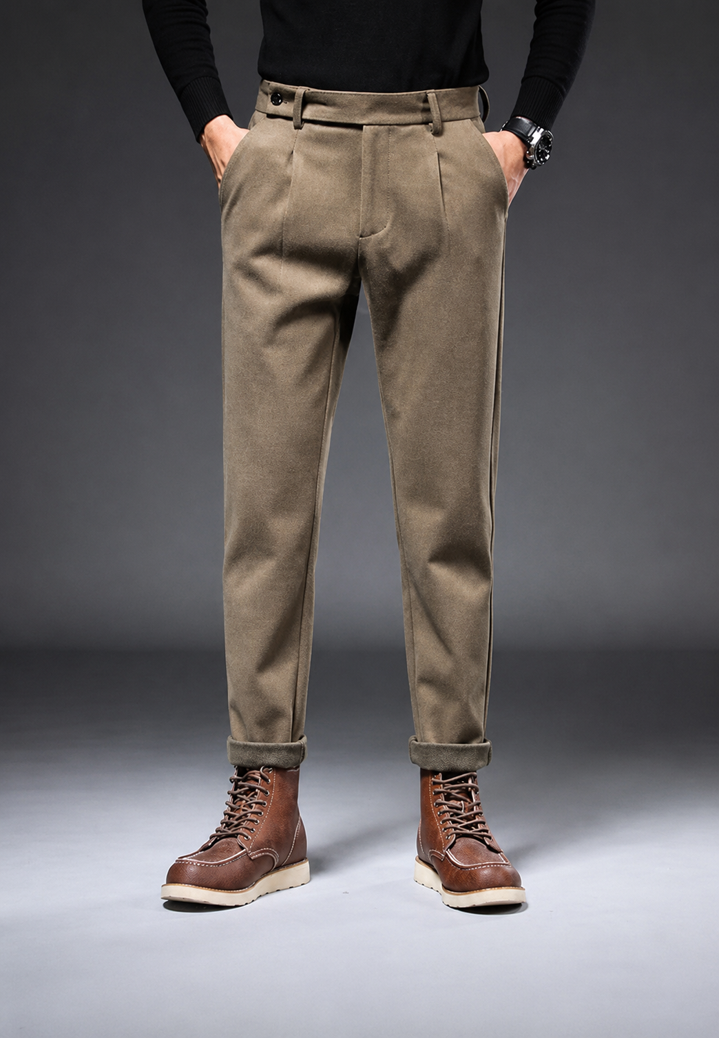 Freizeithose mit geradem Schnitt und Bundfalten – Viktor