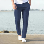 Herrenhose aus Leinen, gerader Schnitt, mit Kordelzug – Timo