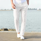 Herrenhose aus Leinen, gerader Schnitt, mit Kordelzug – Timo