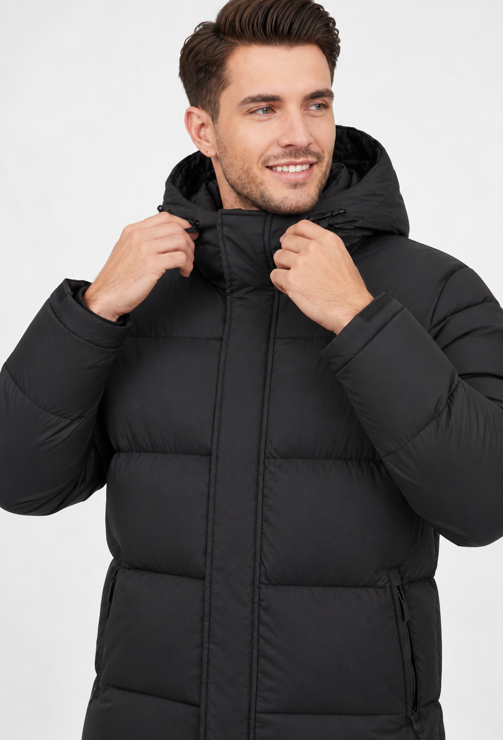 Parka homme matelassée d'hiver à capuche ajustable et poches zippées - Gael
