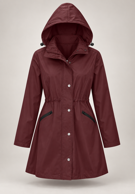 Parka imperméable pour femme avec capuche et taille ajustable - Vérane