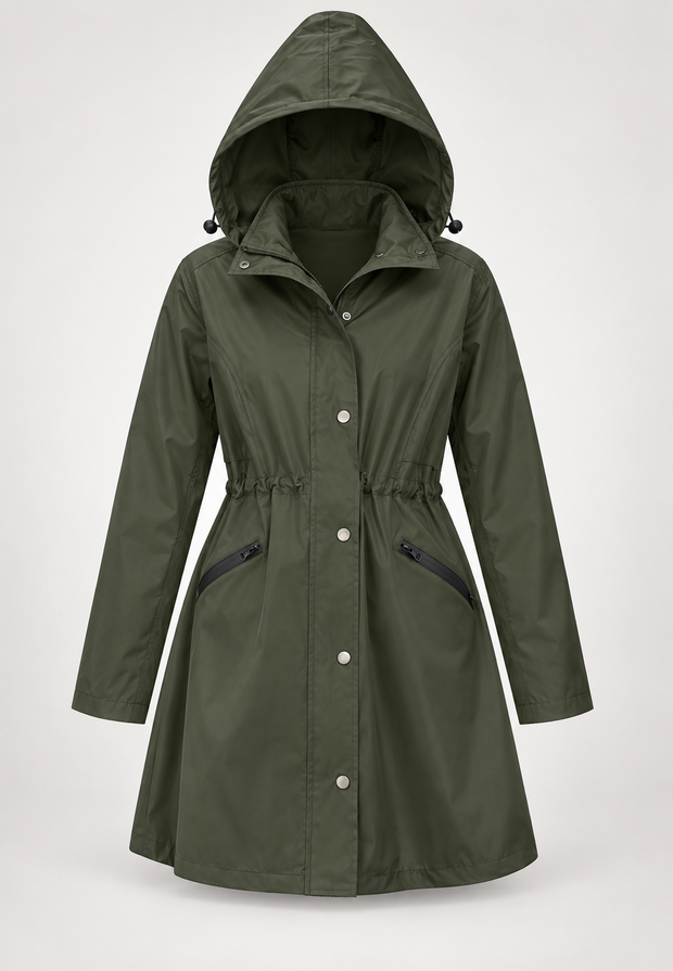 Wasserdichter Damenparka mit Kapuze und verstellbarem Bund – Vérane