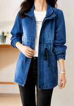 Damen-Jeansparka mit verstellbarer Taille und Vordertaschen – Svea