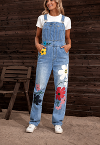 Salopette en jean pour femme à imprimé floral - Wendy