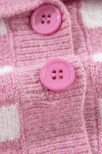 Aude - Karierter V-Ausschnitt Pullover mit Knöpfen und hängenden Schultern