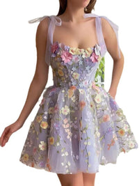 Larae - Broderie florale tridimensionnelle avec poche