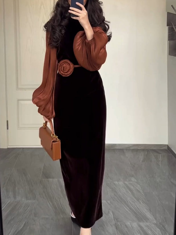 Visona - Mode Robe maxi à manches bouffantes
