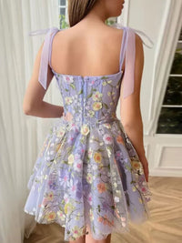 Larae - Broderie florale tridimensionnelle avec poche