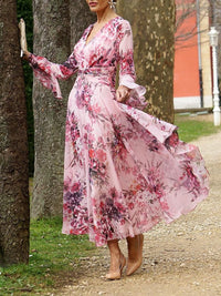 Emma - Elégante robe imprimée fleur de pêcher