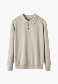 Strickpolo aus Wollmischung mit offenem Kragen – Gaël