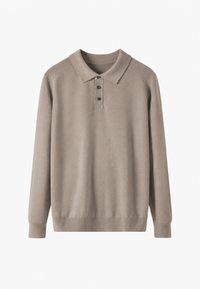Strickpolo aus Wollmischung mit offenem Kragen – Gaël