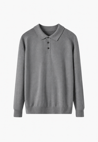 Strickpolo aus Wollmischung mit offenem Kragen – Gaël