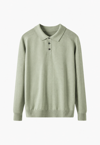 Strickpolo aus Wollmischung mit offenem Kragen – Gaël