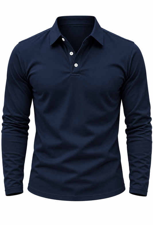 Polo homme à manches longues, col chemise et boutons - Breno