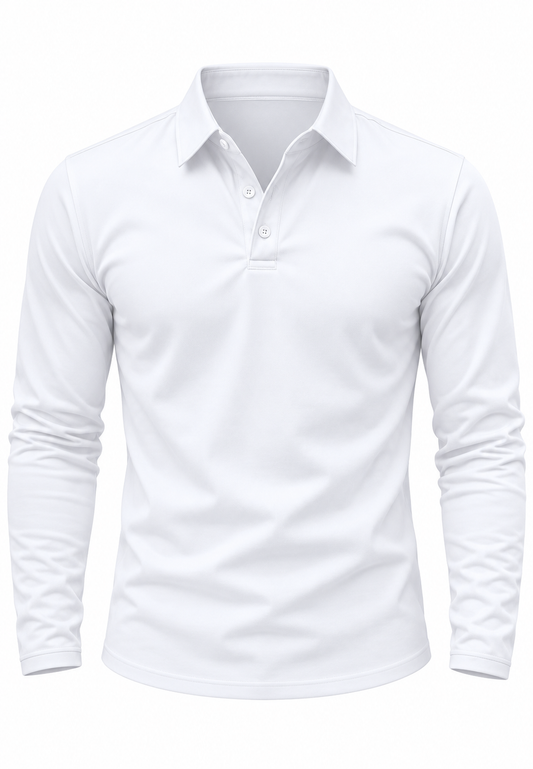 Polo homme à manches longues, col chemise et boutons - Breno