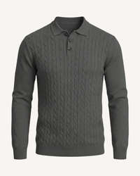 Polo hombre manga larga punto trenzado cuello clásico - Teo