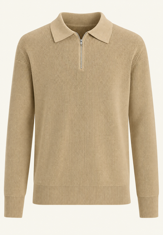 Strickpullover mit Polokragen und Reißverschluss – Severin