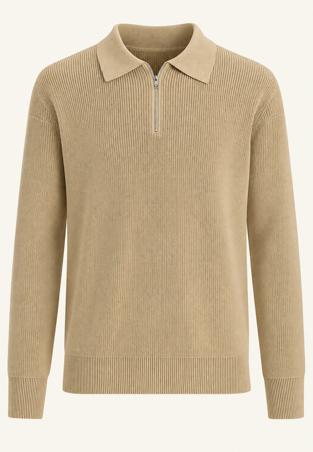 Pull en maille à col polo et fermeture éclair - Severin