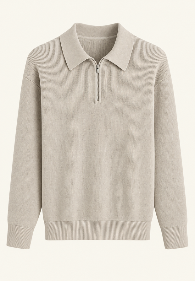 Pull en maille à col polo et fermeture éclair - Severin
