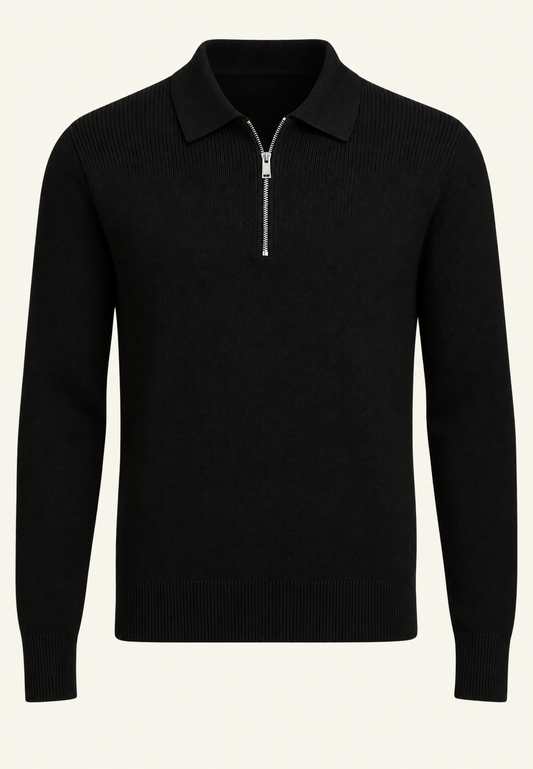 Pull en maille à col polo et fermeture éclair - Severin