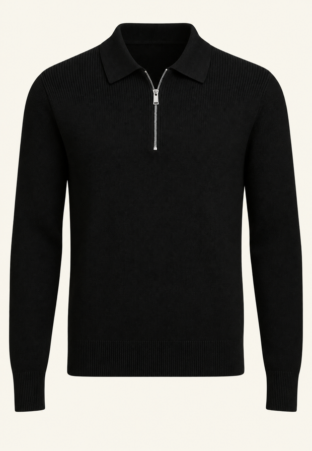 Pull en maille à col polo et fermeture éclair - Severin