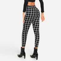 Mariam - Pantalon taille haute skinny à carreaux