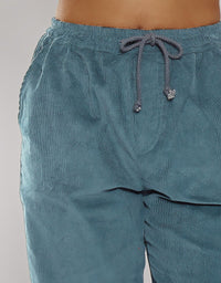 Jayla - Pantalon en velours côtelé avec taille haute et cordon de serrage